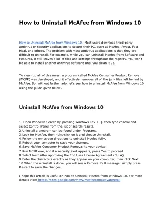 How to Uninstall McAfee from Windows 10