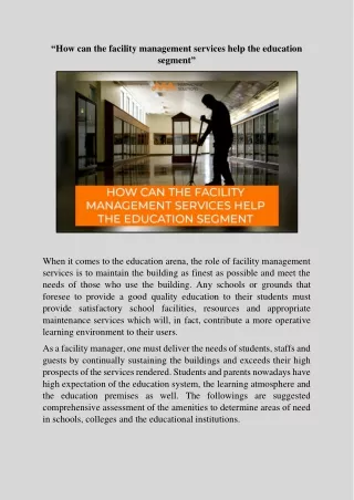 how can the facility management services help