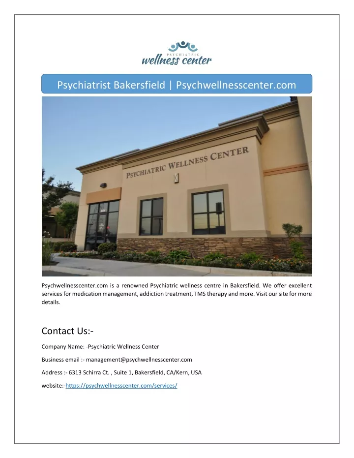 psychiatrist bakersfield psychwellnesscenter com