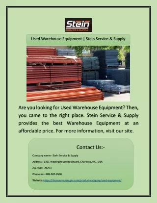 Used Warehouse Equipment | Stein Service & Supply