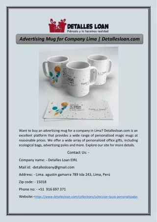 Advertising Mug for Company Lima | Detallesloan.com