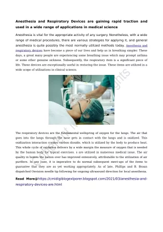 anesthesia and respiratory devices are gaining