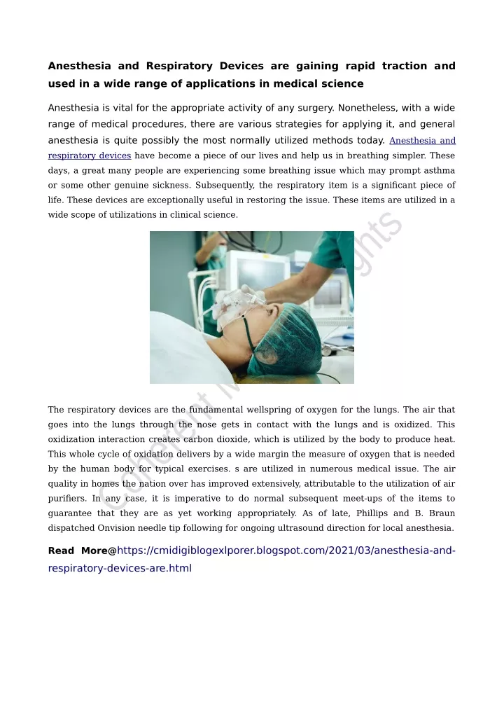 anesthesia and respiratory devices are gaining