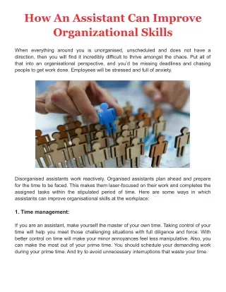 how an assistant can improve organizational skills