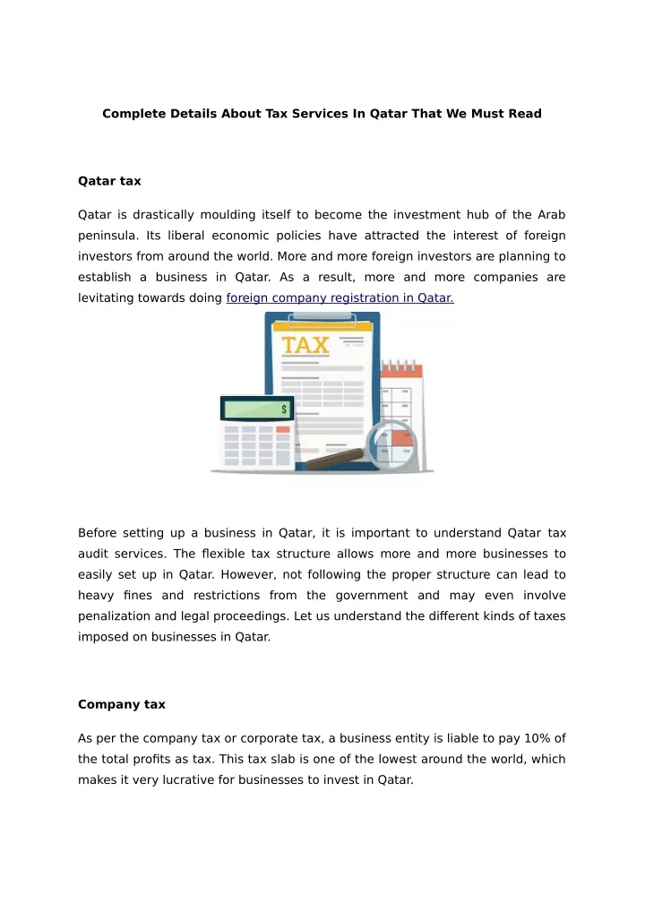 complete details about tax services in qatar that