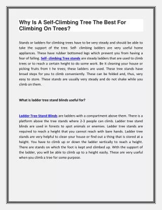 Why Is A Self-Climbing Tree The Best For Climbing On Trees?