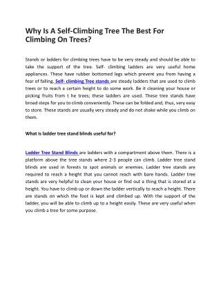 Why Is A Self-Climbing Tree The Best For Climbing On Trees?