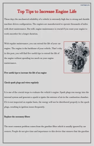 Top Tips to Increase Engine Life