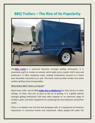 bbq trailers the rise of its popularity
