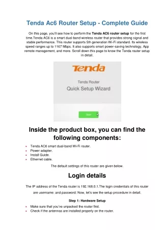 tenda ac6 router setup complete guide