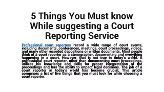 5 things you must know while suggesting a court reporting service