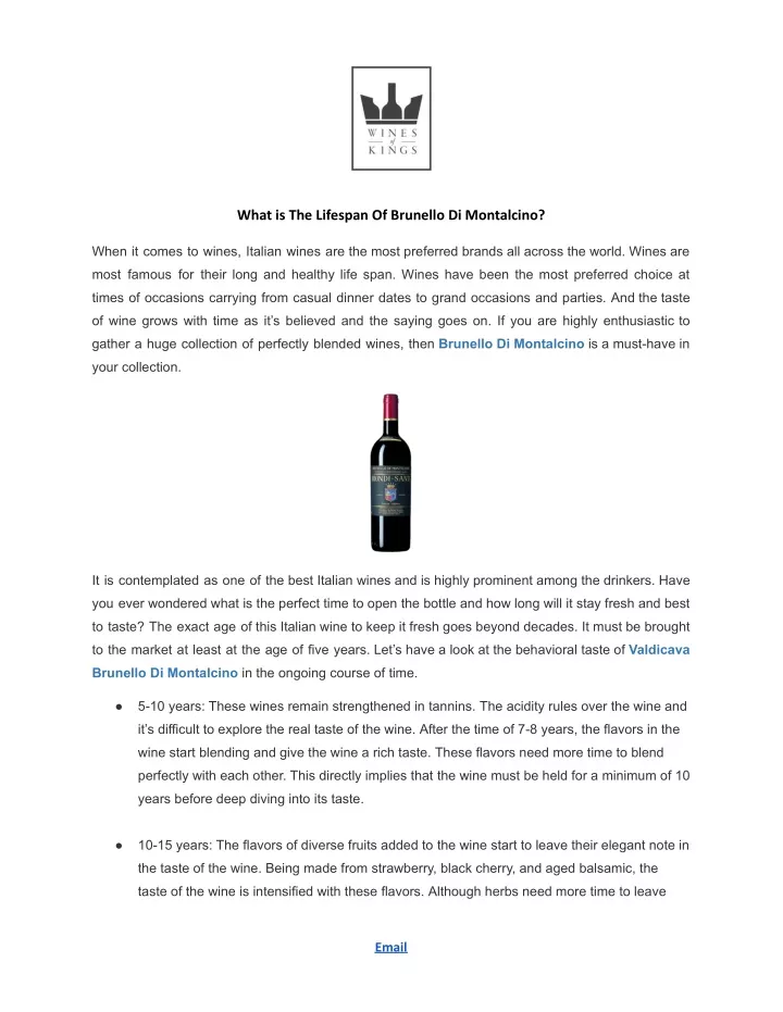 what is the lifespan of brunello di montalcino