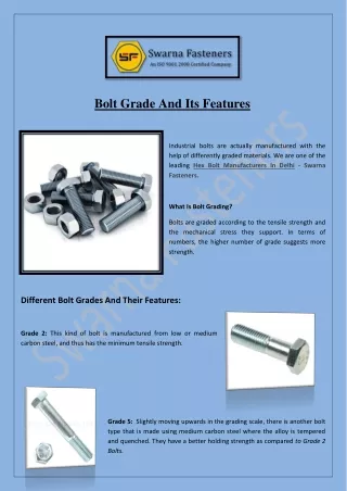 bolt grade and its features