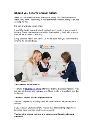 should you become a travel agent