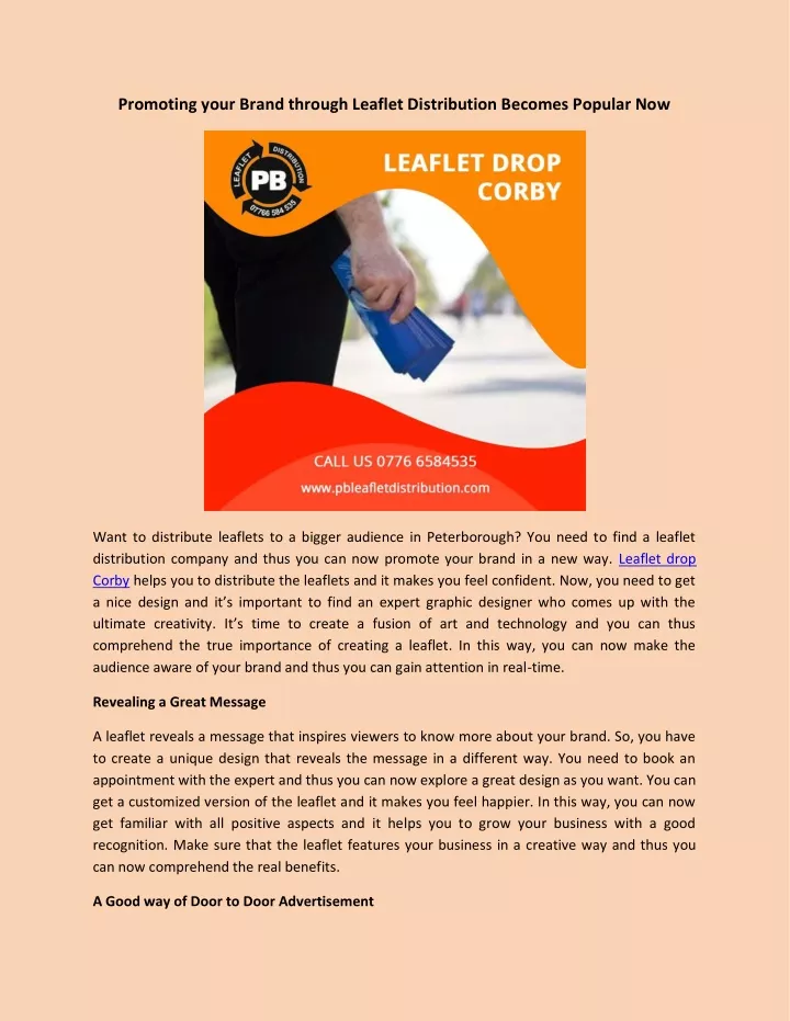 promoting your brand through leaflet distribution