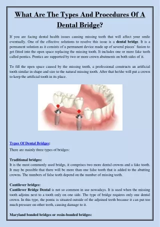 what are the types and procedures of a dental