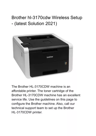 Guide For Brother hl-3170cdw Wireless Setup.