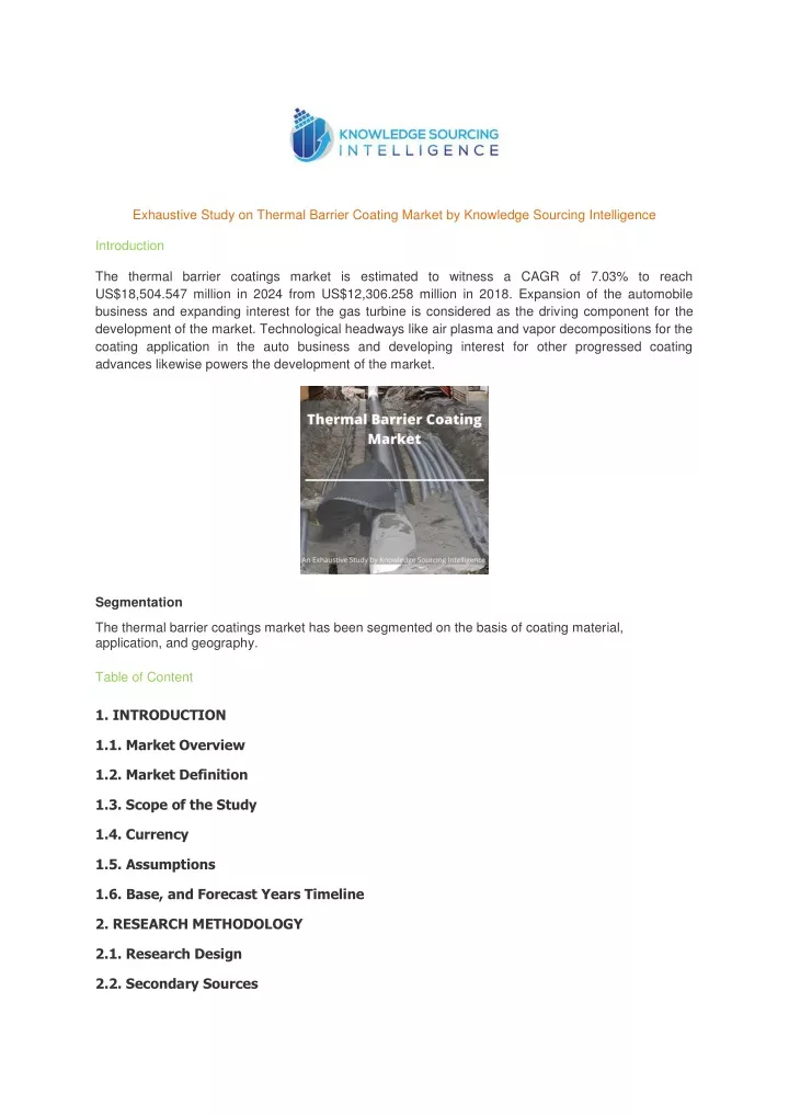 exhaustive study on thermal barrier coating