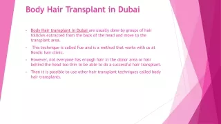 Body Hair Transplant in Dubai ​