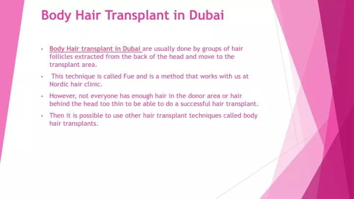 body hair transplant in dubai