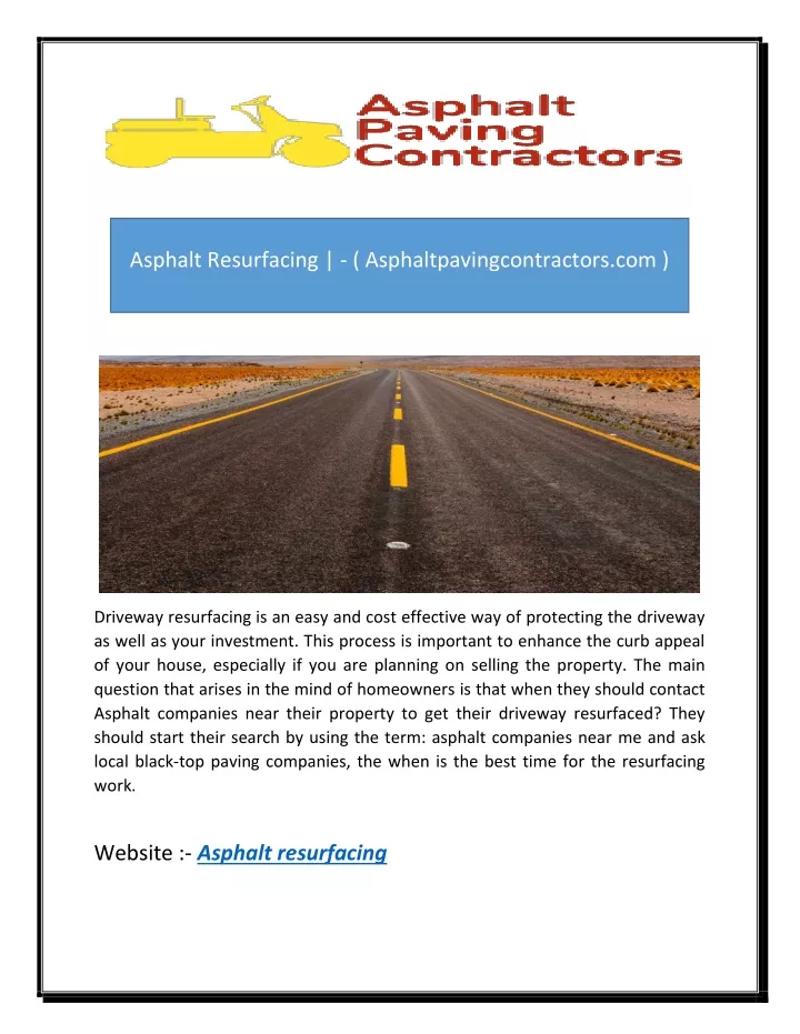 asphalt resurfacing asphaltpavingcontractors com