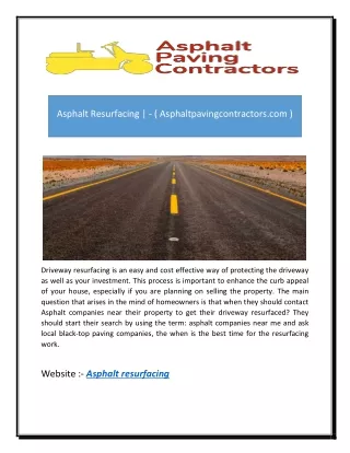 Asphalt Resurfacing | - ( Asphaltpavingcontractors.com )