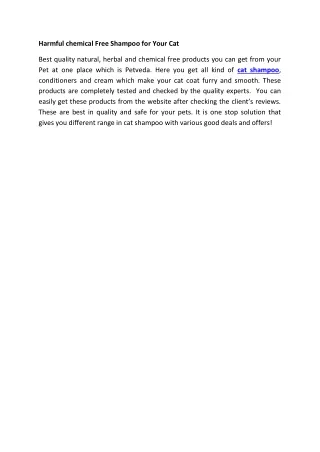 harmful chemical free shampoo for your cat