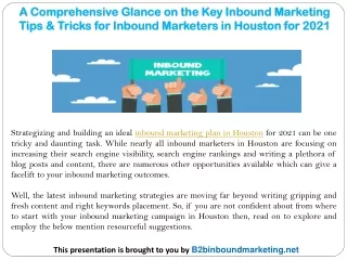 a comprehensive glance on the key inbound