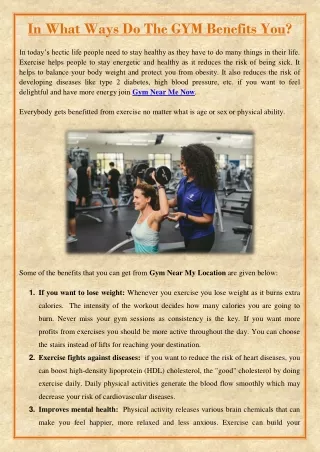 in what ways do the gym benefits you