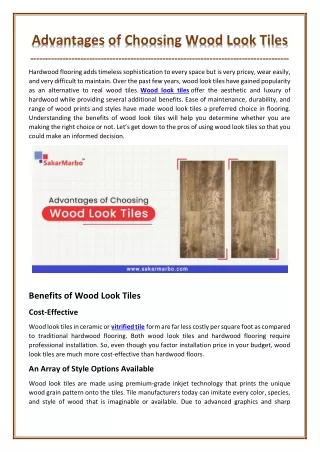 advantages of choosing wood look tiles
