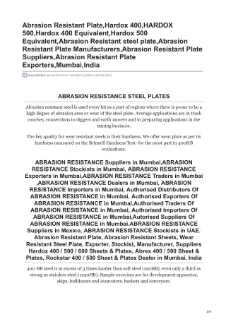 ABRASION RESISTANCE Stockists