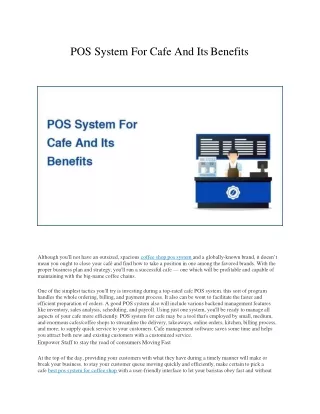POS System For Cafe And Its Benefits
