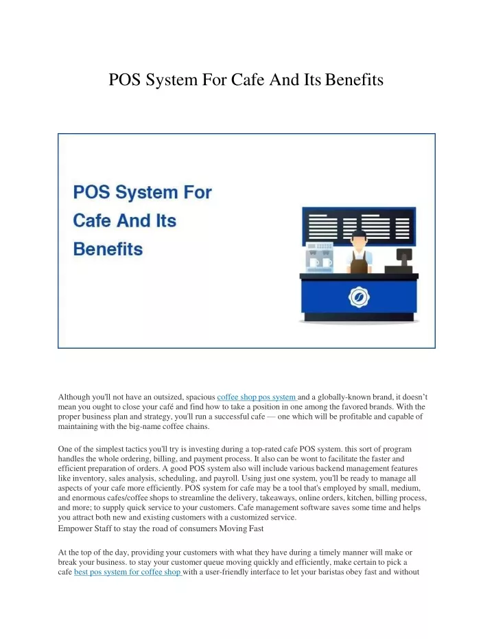 pos system for cafe and its benefits