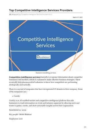 top competitive intelligence services providers