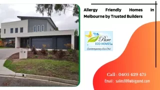 Allergy Friendly Homes in Melbourne by Trusted Builders