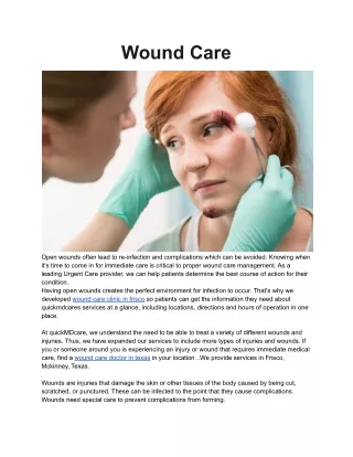 Wound Care Clinic in Frisco, Mckinney, Texas | Wound Care Center