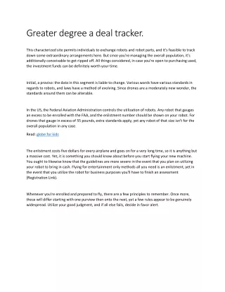 greater degree a deal tracker