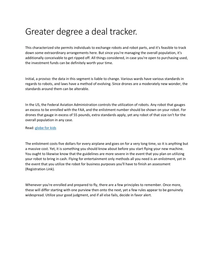 greater degree a deal tracker