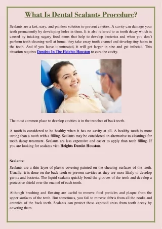 what is dental sealants procedure
