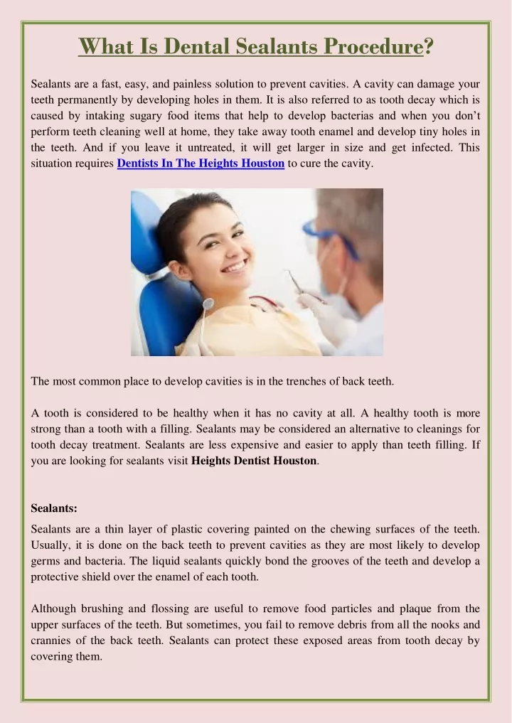 what is dental sealants procedure