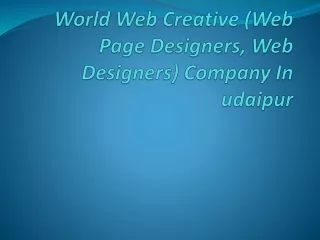World Web Creative (Web Page Designers, Web Designers) Company In udaipur