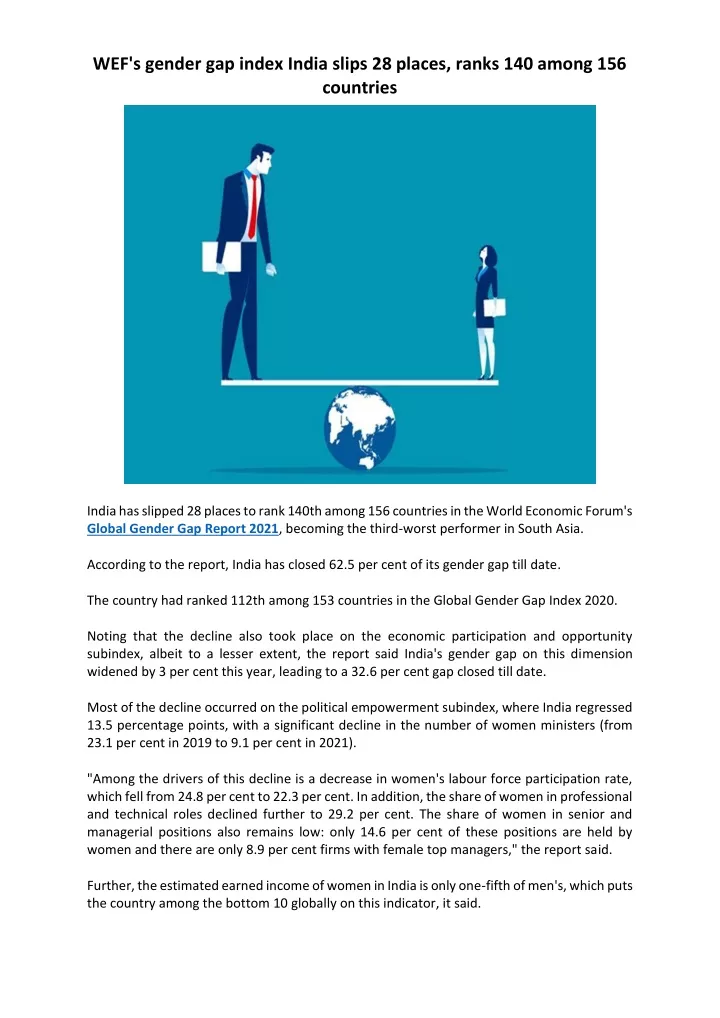 wef s gender gap index india slips 28 places