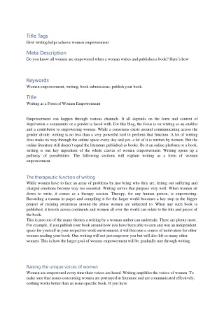 Women Empowerment through writing - Austin Macauley Publishers