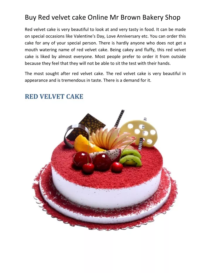 buy red velvet cake online mr brown bakery shop