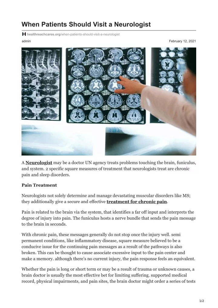 when patients should visit a neurologist