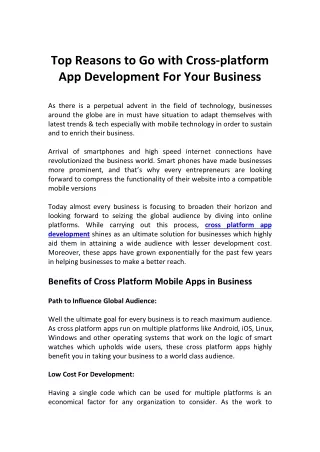top reasons to go with cross platform