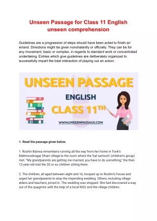 unseen passage for class 11 english unseen