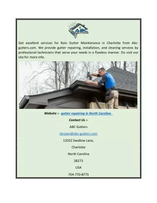 Gutter Repairing in North Carolina | Abc-gutters.com 