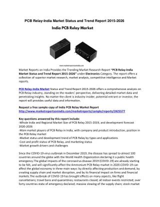 pcb relay india market status and trend report