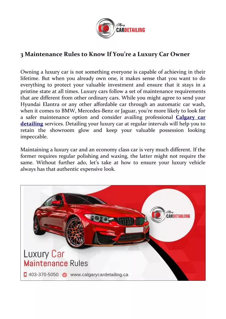 3 maintenance rules to know if you re a luxury